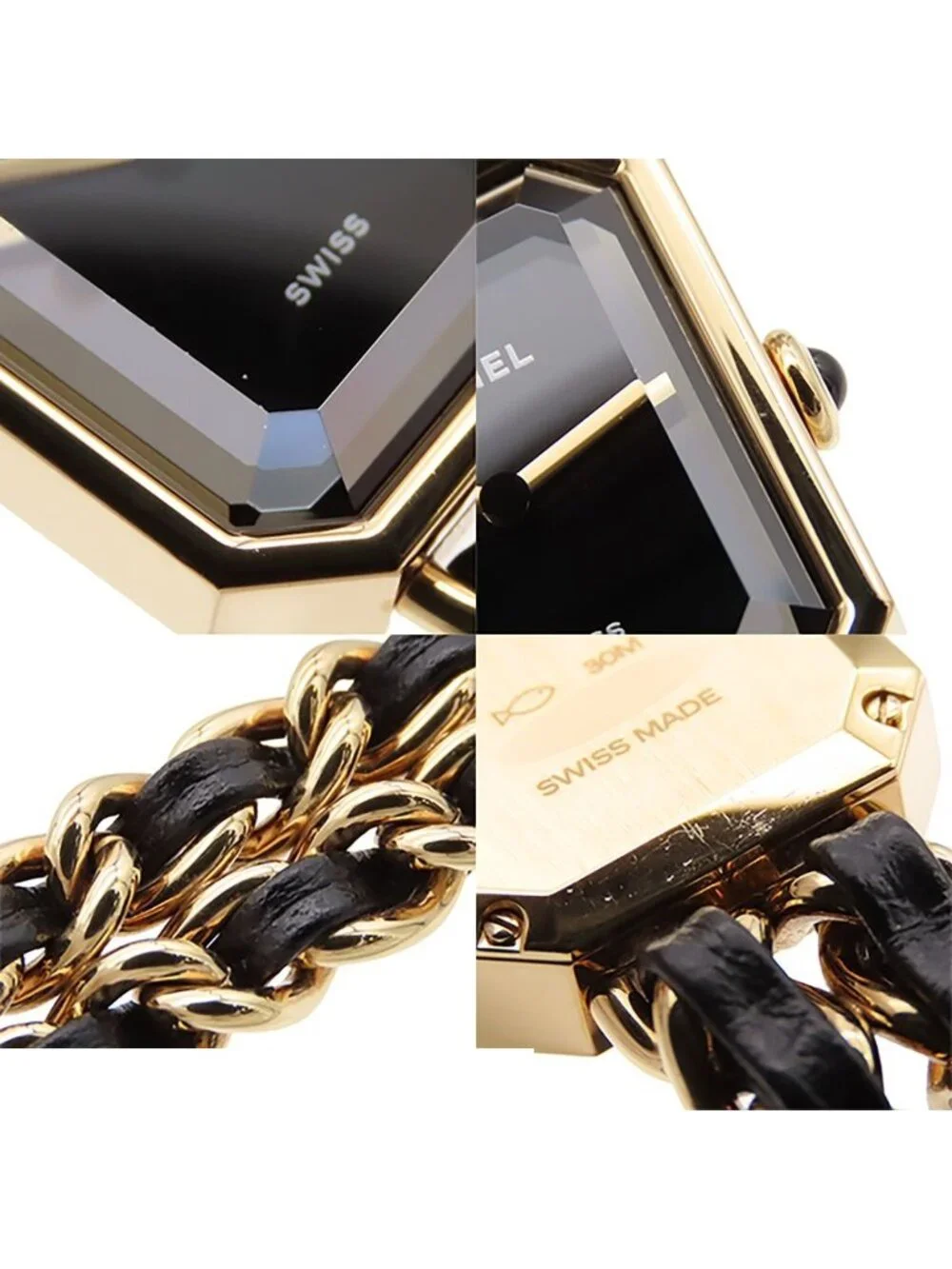 Chanel Premiere Edition Original Black SS Leather M Card Watch Quartz